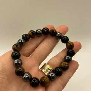 NEW Triple Protection Tiger Eye - Hematite - Black Obsidian Gemstones Men's Size